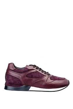 Burgundy leather and suede sneakers with contrast sole and soft upper