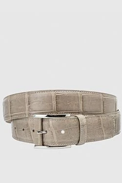 Beige crocodile leather belt for men