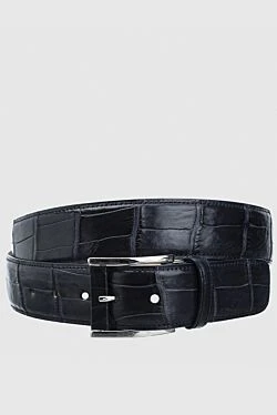 Crocodile leather belt blue for men