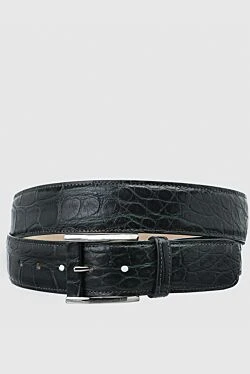 Green crocodile leather belt for men