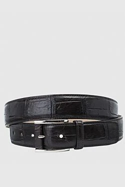 Brown crocodile leather belt for men