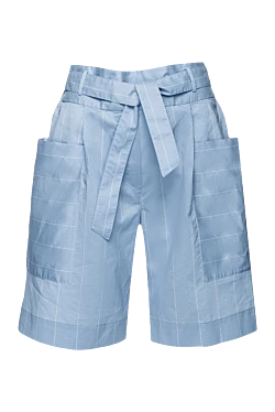 Blue cotton and silk shorts for women