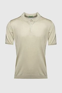 Beige silk polo for men