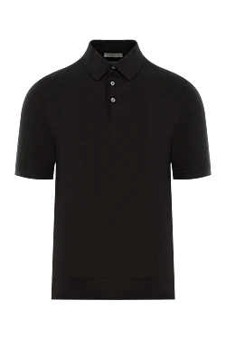 Beige cotton basic polo shirt for men