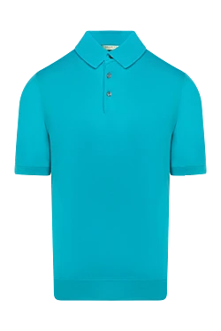 Green long sleeve cotton polo for men