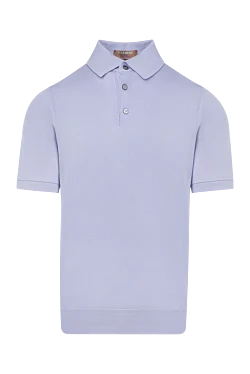 Blue long sleeve cotton polo for men