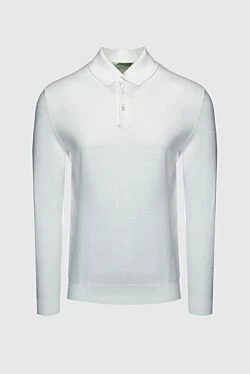 White long sleeve cotton polo for men