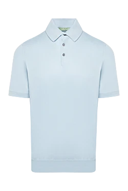 Long sleeve cotton polo blue for men