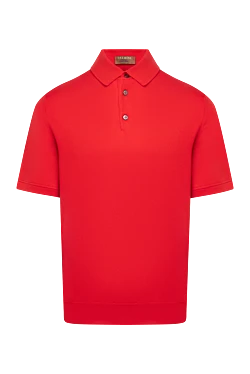 Red long sleeve cotton polo for men