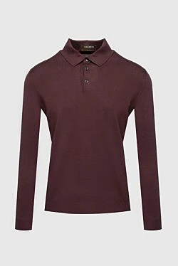 Cotton long sleeve polo brown for men