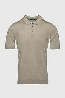 Beige silk polo for men