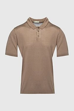 Silk polo brown for men