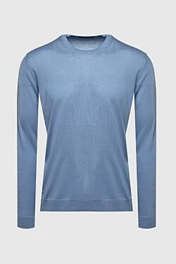 Blue silk jumper for men