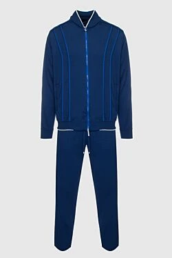 Костюм спортивный мужской из хлопка, шелка и полиамида синий
