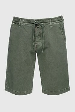 Green cotton shorts for men