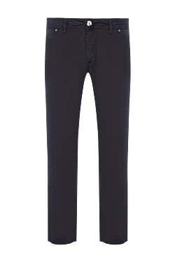 Мужские джинсы из хлопка с косыми карманами в синем тоне с классической посадкой