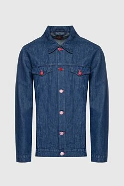 Blue cotton and linen denim jacket for men