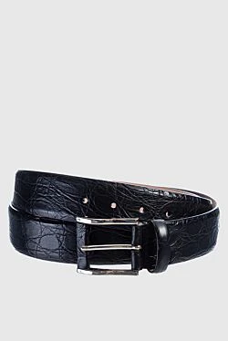 Black crocodile leather belt for men