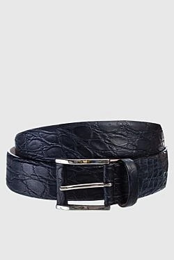 Gray crocodile leather belt for men