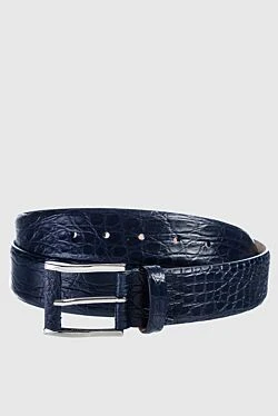 Crocodile leather belt blue for men