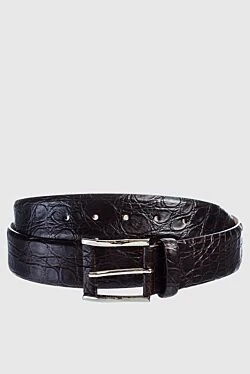 Brown crocodile leather belt for men