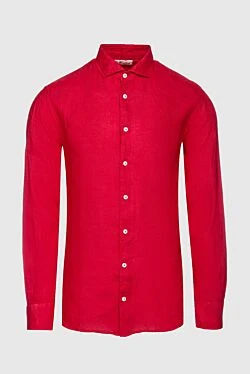 Red linen shirt for men