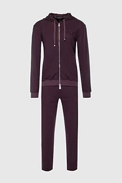 Men's sports suit made of silk and cotton, purple