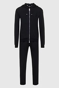 Men's sports suit made of silk and cotton, black