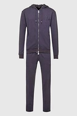 Men's sports suit made of silk and cotton, gray