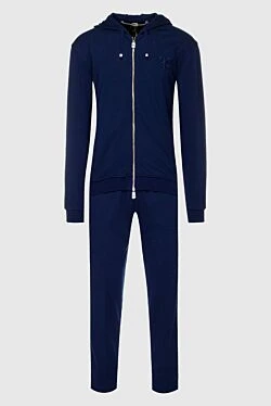 Men's sports suit made of silk and cotton, blue