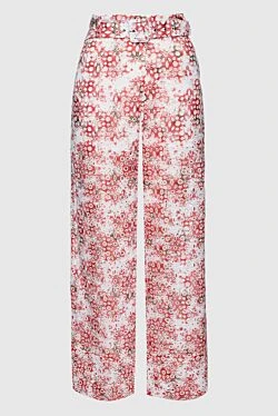 Red cotton and polyester trousers for women