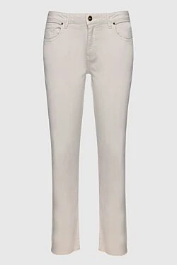 Beige cotton jeans for women