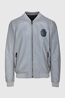 Gray leather jacket for men