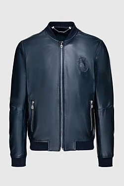 Blue leather jacket for men