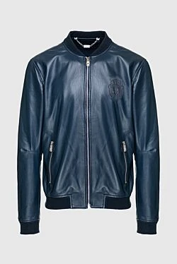 Blue leather jacket for men