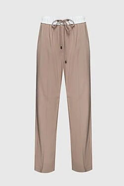 Beige viscose pants for women