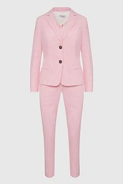 Pink women's trouser suit made of cotton and elastane