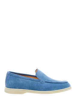 Blue suede loafers for men