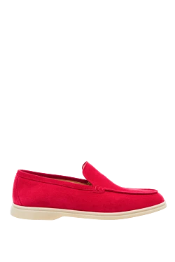 Red suede loafers for men