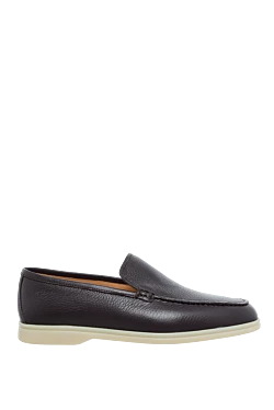 Black leather loafers for men