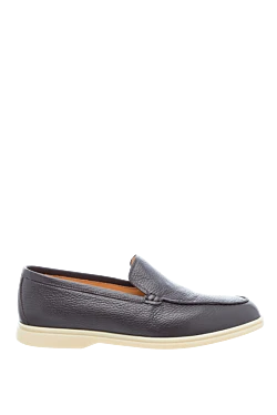 Gray leather loafers for men