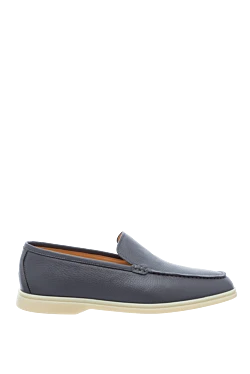 Gray leather loafers for men