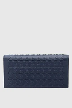 Men's clutch bag made of genuine leather blue