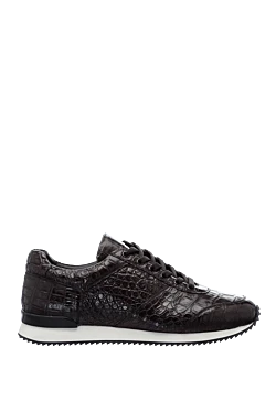 Brown crocodile leather sneakers for men