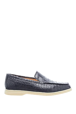 Gray crocodile leather loafers for men