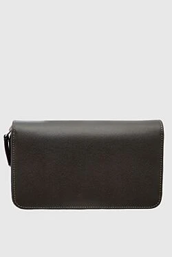 Men's clutch bag made of genuine leather gray