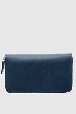 Men's clutch bag made of genuine leather blue