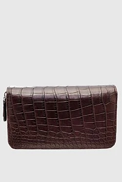 Men's clutch bag made of brown crocodile leather