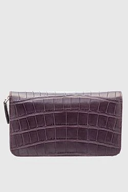 Purple men's crocodile leather clutch