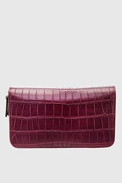 Men's clutch bag made of crocodile skin burgundy